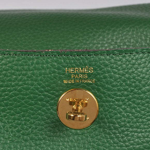 High Quality Replica Hermes Lindy 30CM Havanne Handbags 1057 Dark Green Leather Golden Hardware